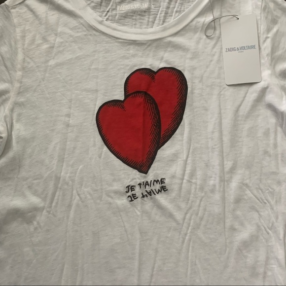Zadig & Voltaire | Skinny Double Heart Tee top - Picture 5 of 9